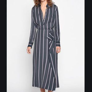 [NWT] Climmie Draped Striped Twill Midi Skirt
